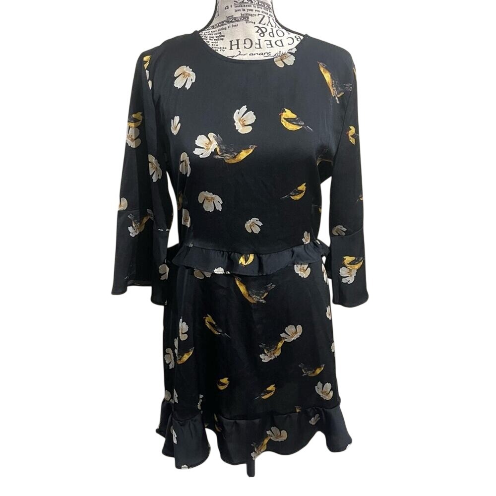 Zara basic floral‎ bird dress size medium